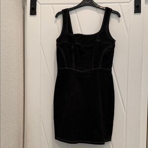 Reformation Black Mini Tank Dress with Contrast Stitching